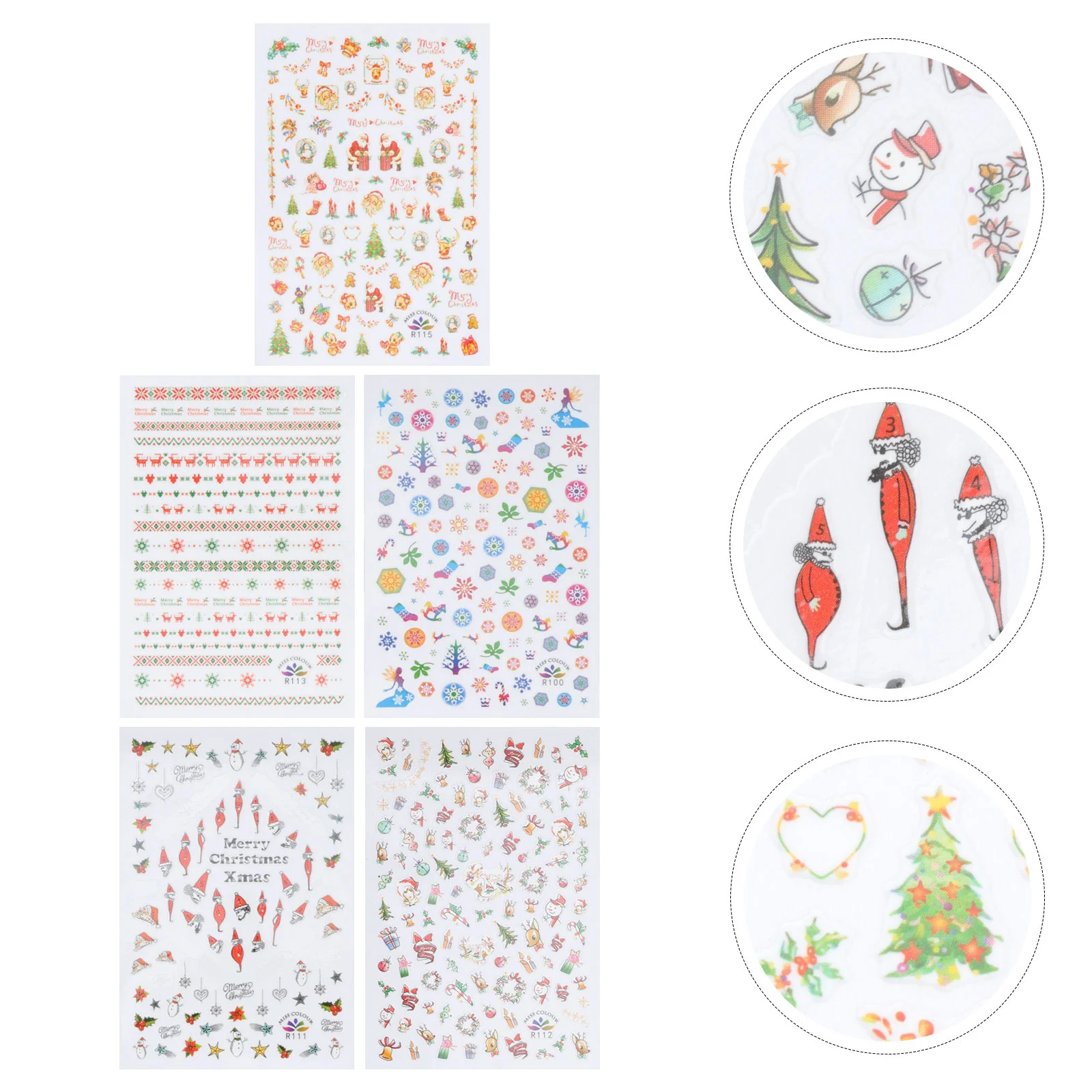 

5pcs Cartoon Christmas Nail Stickers Self-adhesive Manicure Decals