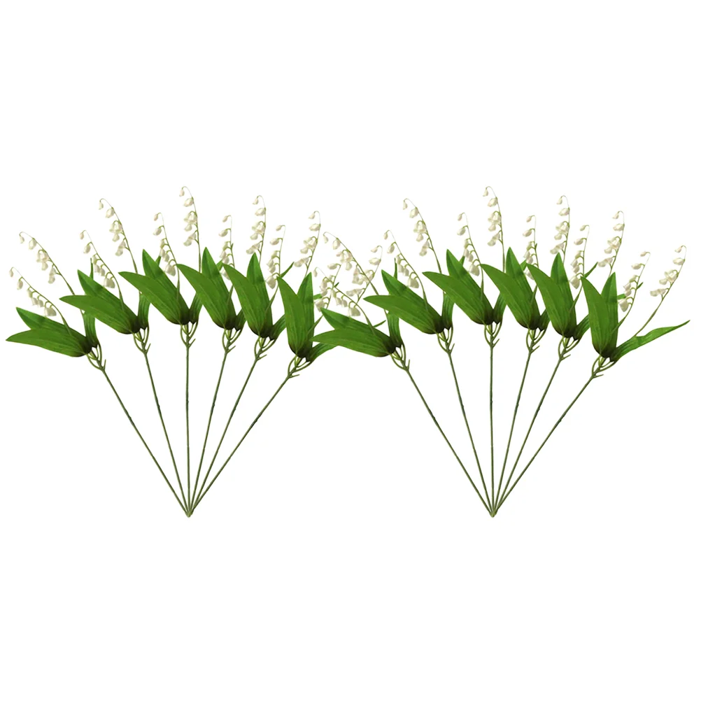

12 Pcs Fake Flowers Wedding Decoration Props Simulation Bell Orchid Stems Silk Cloth Artificial DIY Bouquets