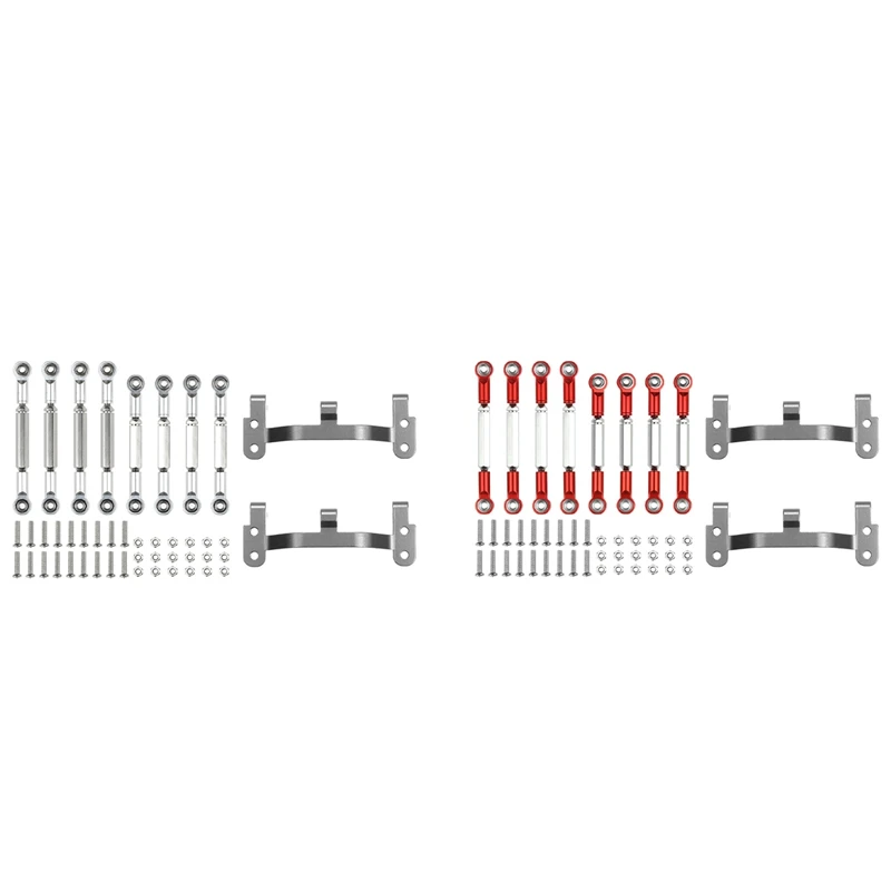 

2 набора, обновленный металлический тяговый стержень, базовый кронштейн для стержня WPL B1 B14 B24 C14 C24 1/16, красный и серебристый