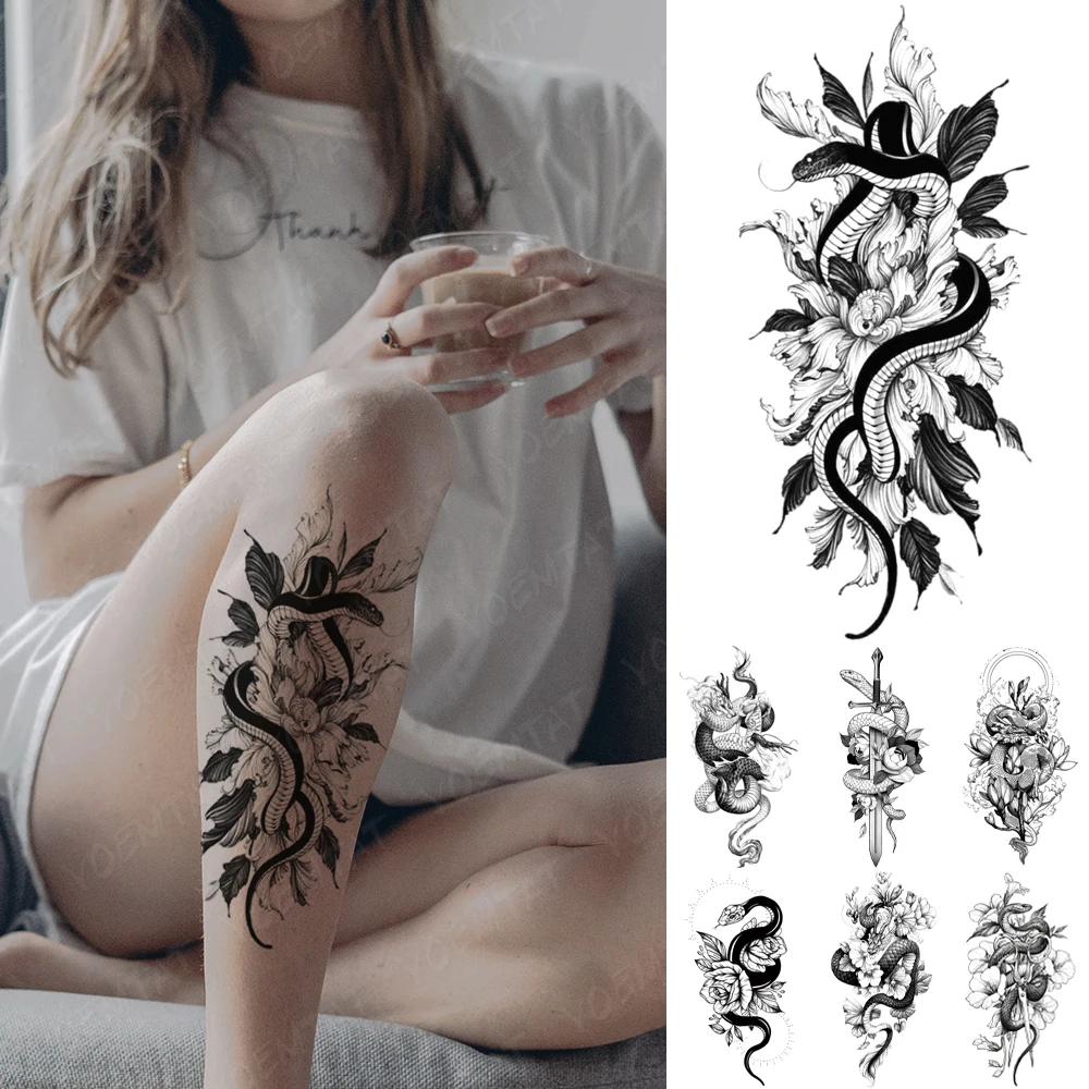 

Transfer Waterproof Temporary Tattoo Sticker Line Henna Lace Peony Rose Flower Tatto Mandala Leaf Body Art Fake Tatoo Women Men