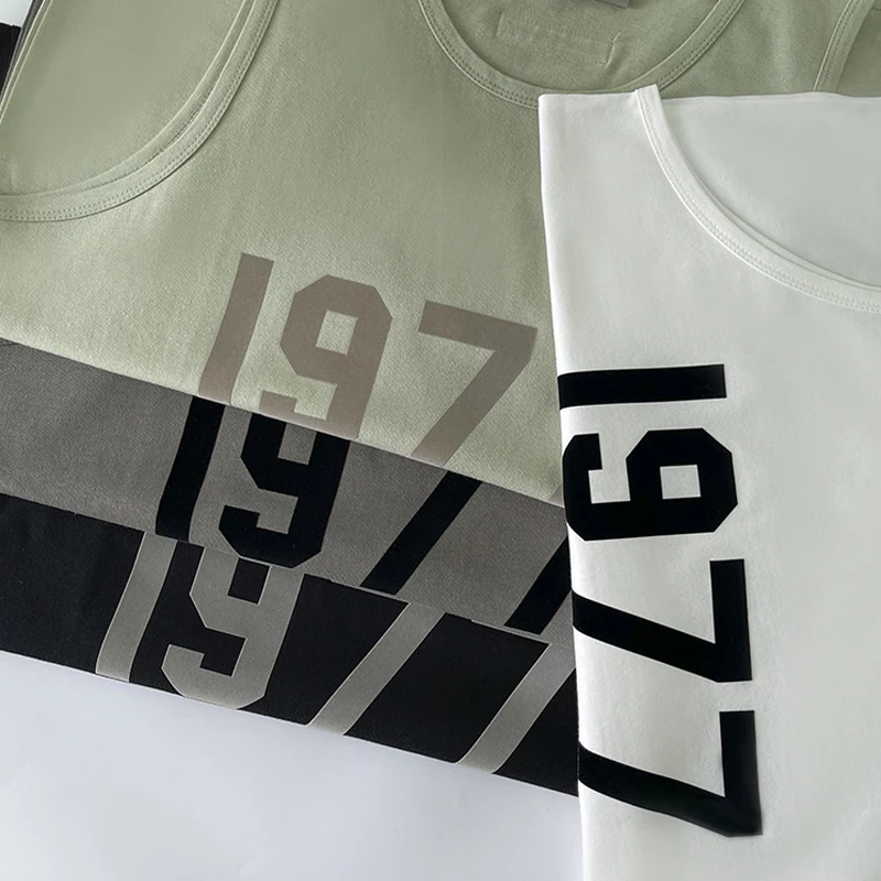 

Summer Fashion Brand Men's Essential Flocking Logo Sport Vest Top Workout Training Singlet Men Sleeveless Shirt Oversize Tank