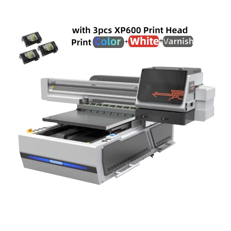 

Automatic A1 UV Printer With 3pcs XP600 Print Head 6090 Varnish Printing Machine for Phone Case Wood Acrylic Bottle Sticke