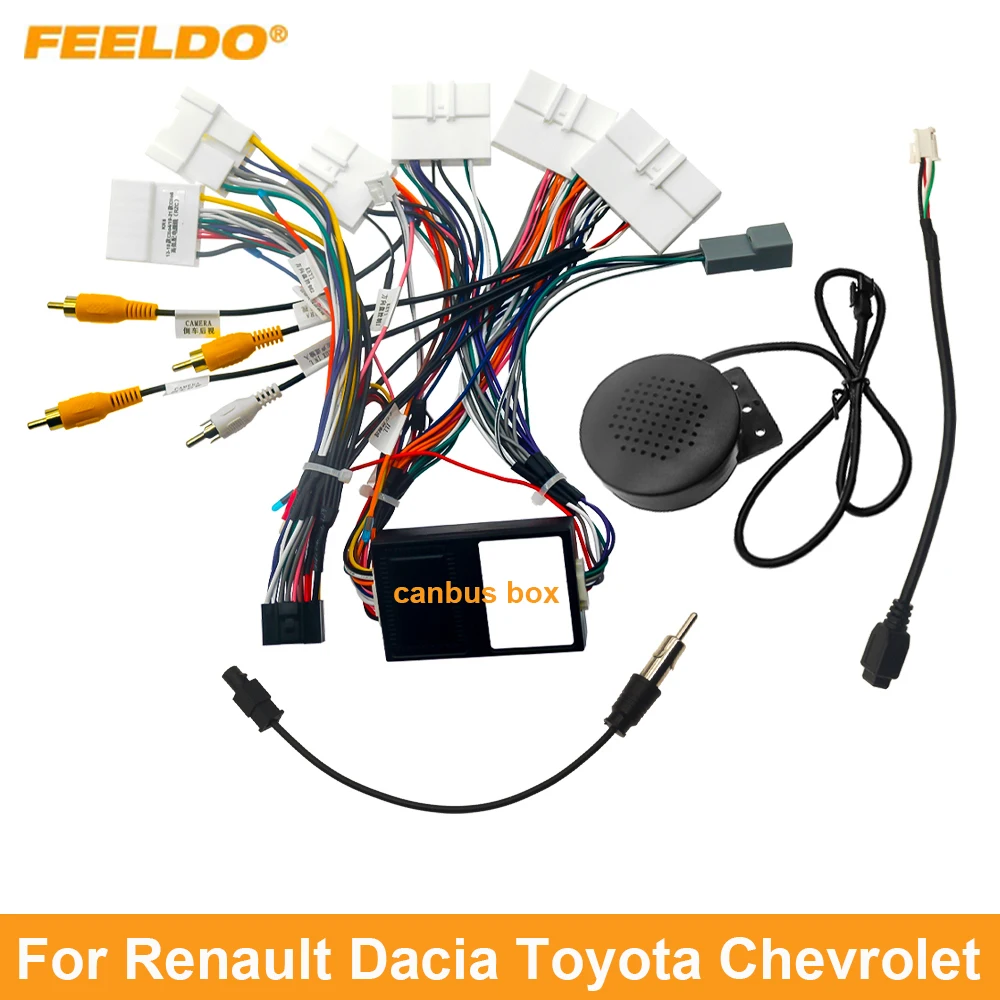 Фото Автомобильный 16-контактный адаптер жгута проводов FEELDO для Renault Dacia Toyota Chevrolet, установочный головное устройство №1