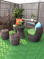 High quality outdoor cane table and chair set balcony cane table terrace leisure table and chair set patio furniture set