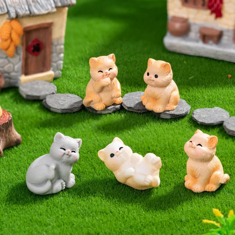 Мини-мультфильм милый Санхуа кот орнамент пейзажный горшок кукольный домик