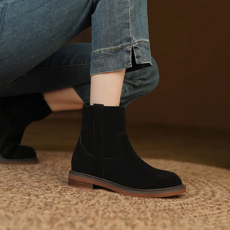 FEDONAS/2022 Сезон осень-зима Женские ботильоны из комбинированной замши Женская