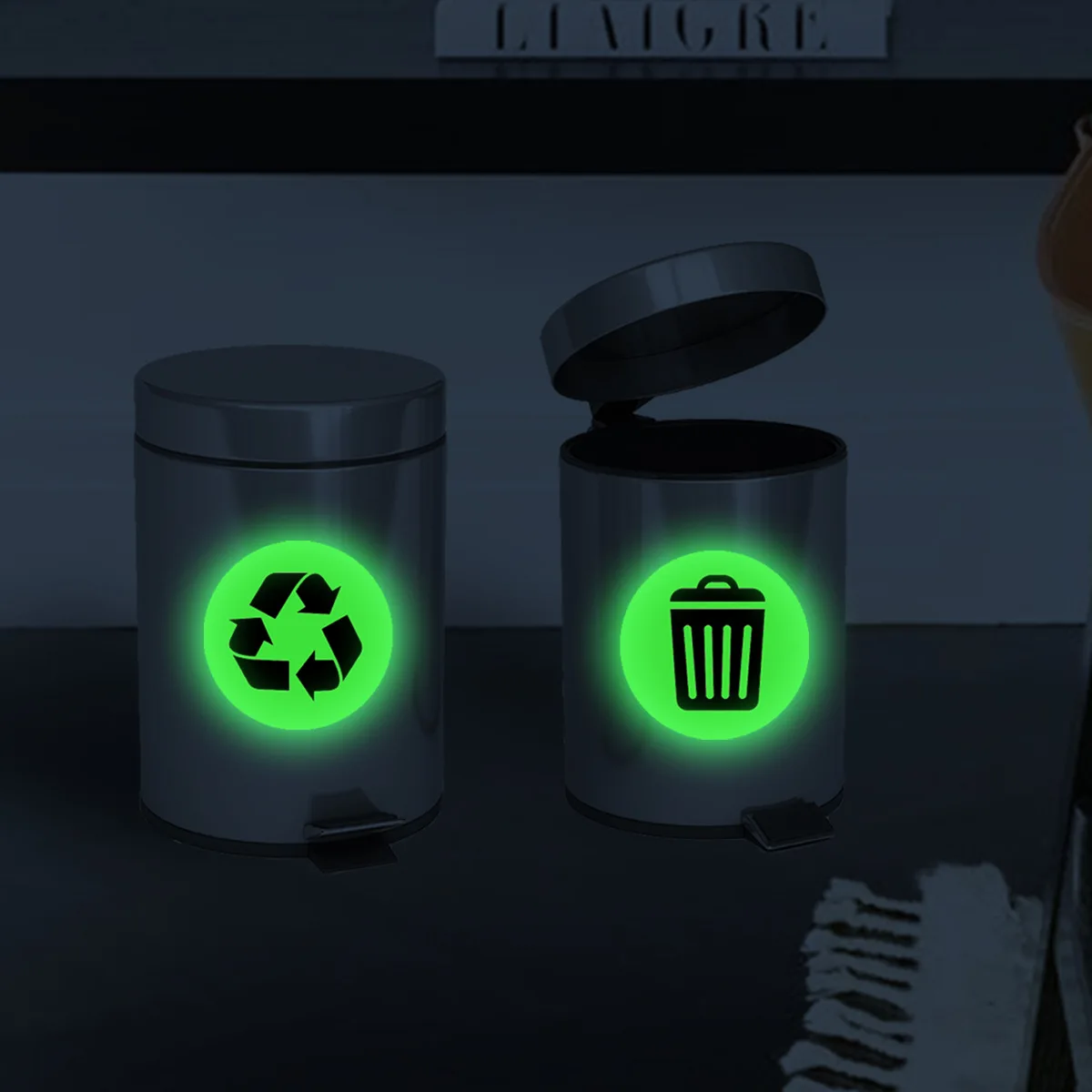 

Creative Trash Can Luminous Stickers Luminous Stickers Canteen Restaurant Self-adhesive Decorative Wall Stickers Home Decor