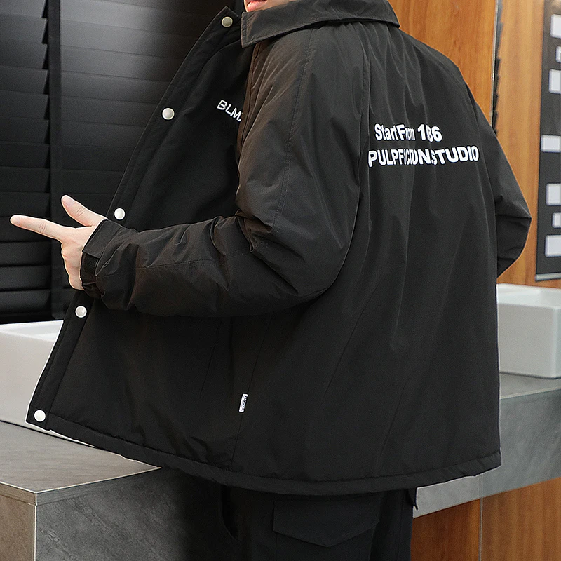 Fashion Men's Jackets Autumn Winter New Thick Warm Cotton Clothes Coat Lapel Short Men Casual Jackets Trend Men's Clothing