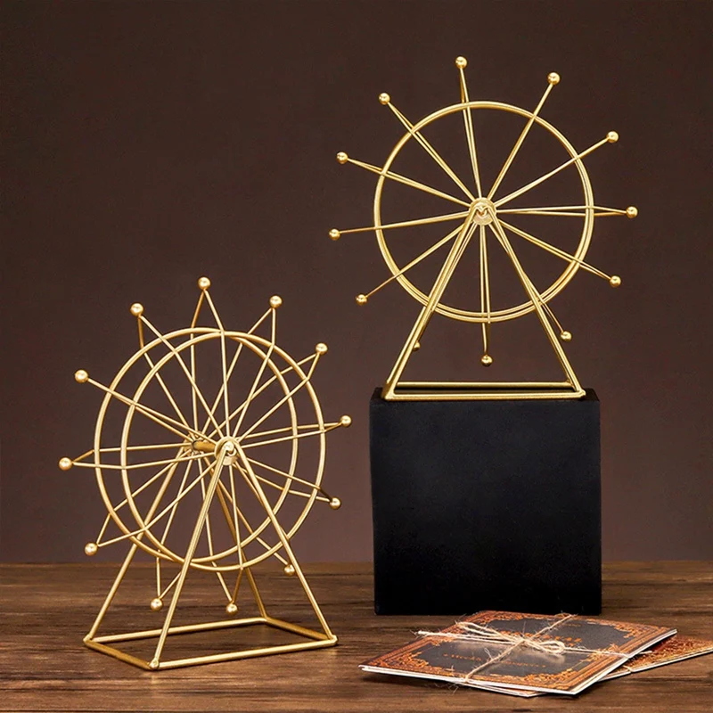 

Modern Metal Golden Ferris Wheel Rotatable Living Room Office Desktop Decoration Home Accessoriestoy Gift For Children Adult