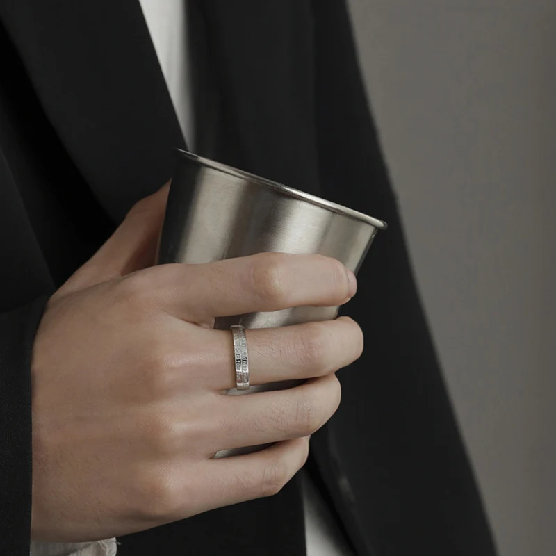Мужские серебряные кольца 925 пробы модные трендовые открытые с изменяемым