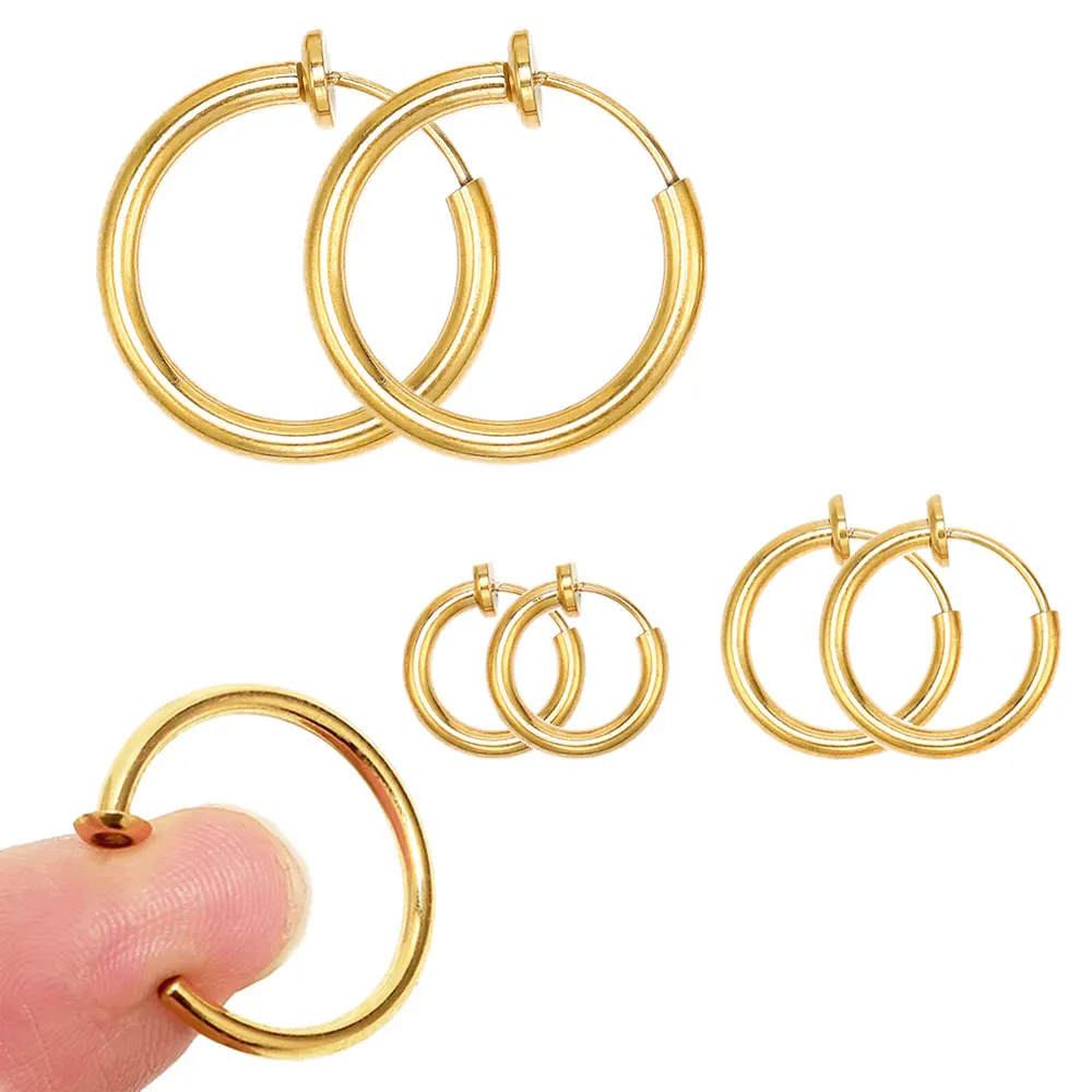 5/1Pairs Stainless Steel Without Ear Holes Clip Hoops Without Drilling Earring for Clip Earring Without Piercing Jewelry Making