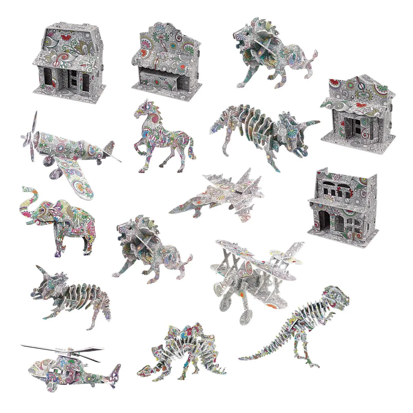 

3D Coloring Puzzle Set Creativity Xmas DIY Gift for Boys Girls 3D Animal1