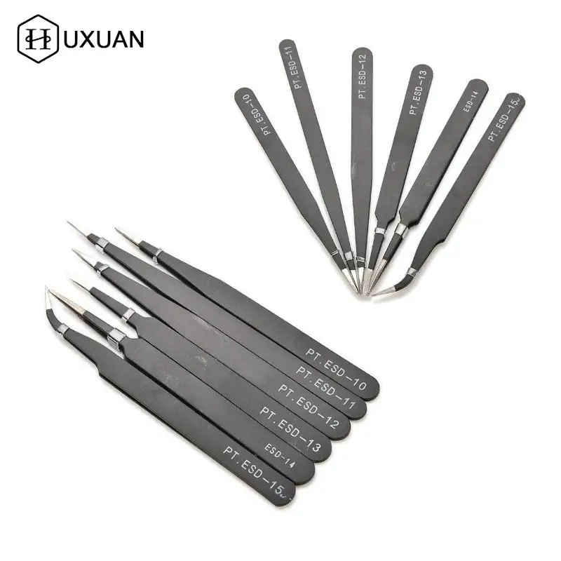 

1/6PCS Anti-Static ESD Tweezers Electronic Rework Tool Set Anti-Magnetic Tweezers DIY Tools Baking Tools For Cakes Decorating