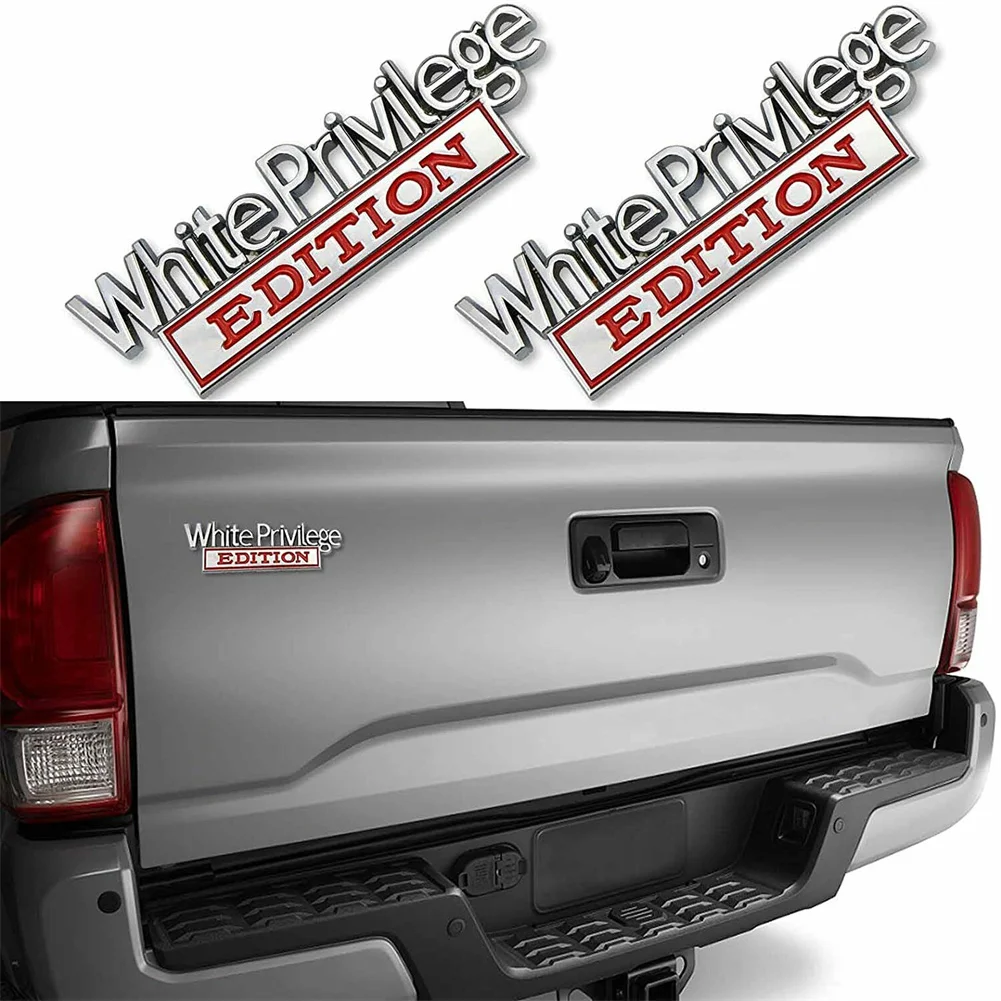 

2PCS Badge 3D Mudguard Badge Applique Car Truck White Privilege Edition