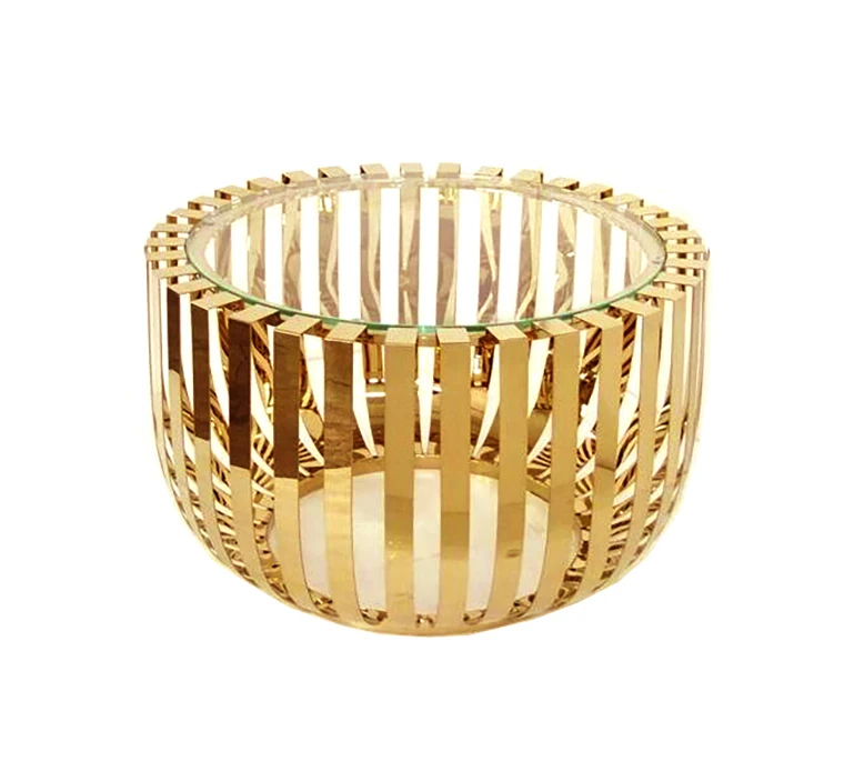 

Gold stainless steel frame end table with tempered glass