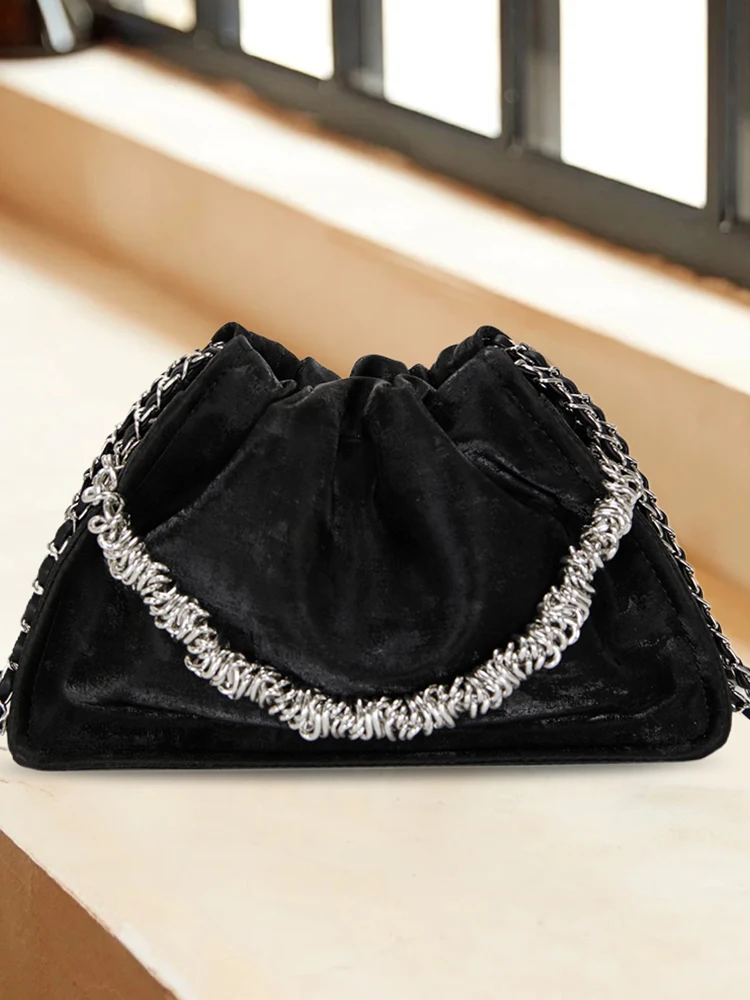 Дизайнерская сумка через плечо с рюшами модная цепочкой сумка-ведро большая