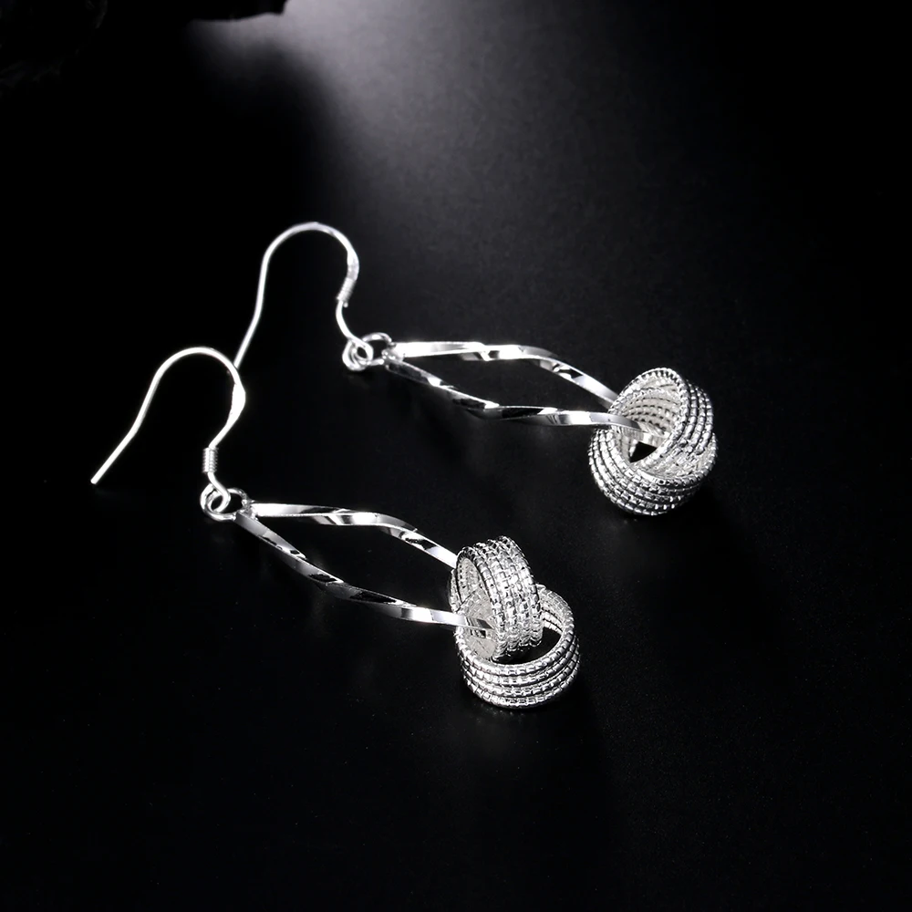 

Fashion 925 Sterling Silver Weave Ball Dangle Earrings For Women Wedding Engagement Party Fine Vintage Luxury Jewelry Gift