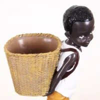 american style figurine pack basket boy modern art sculpture resin craft home decoration christmas gift collectibles