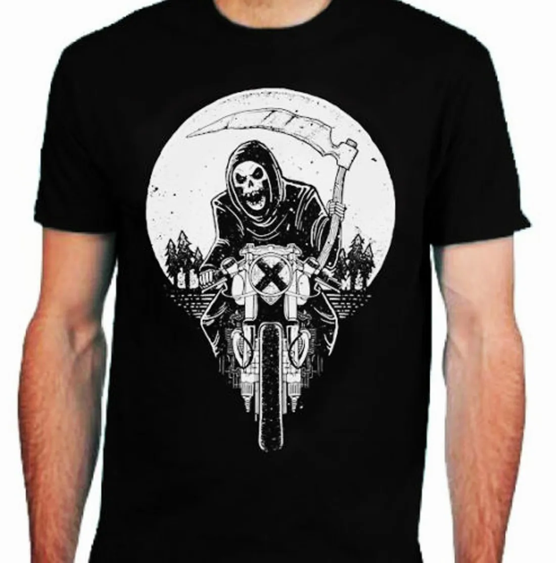 

Grim Racer Biker Metal Rock Goth Reaper Death Motorcycle T-Shirt. Summer Cotton Short Sleeve O-Neck Mens T Shirt New S-3XL