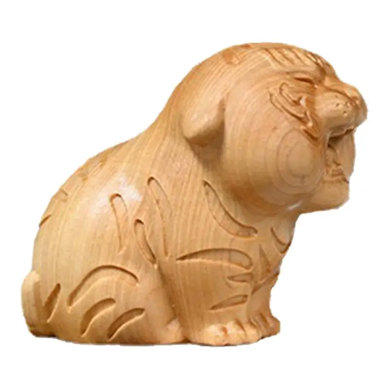 

Hand Carved Wooden Tiger Lovely Wooden Chinese Zodiac Tiger Figurine Wood Chinese Zodiac Year Tiger Ornament For Home Office