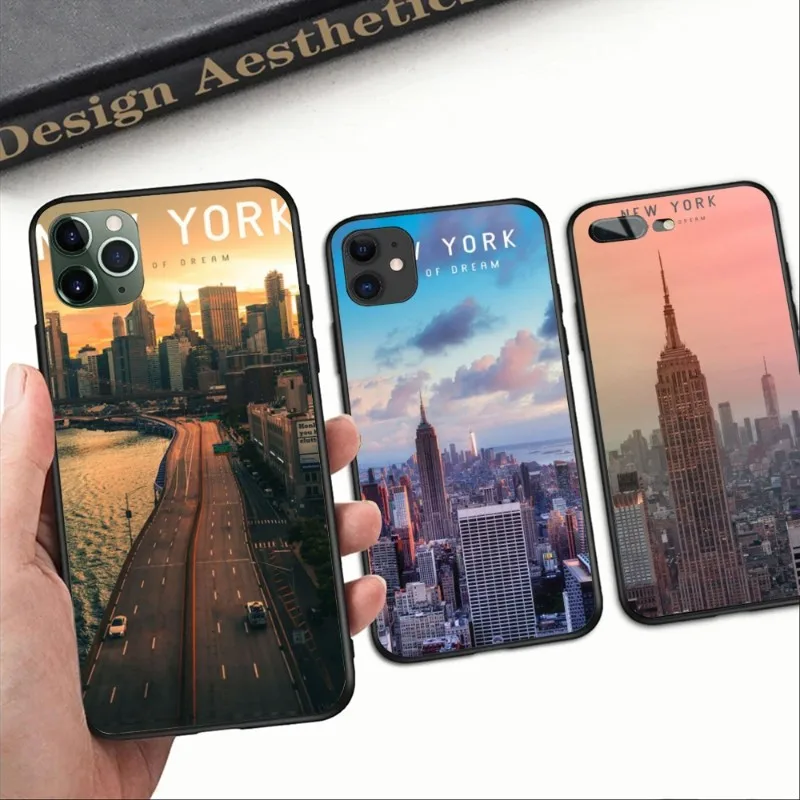 Чехол для телефона с изображением ночного Нью-Йорка для IPhone 14 13 12 11 XS X 8 7 6 Plus Mini Pro Max SE 2022, мягкий черный чехол для телефона