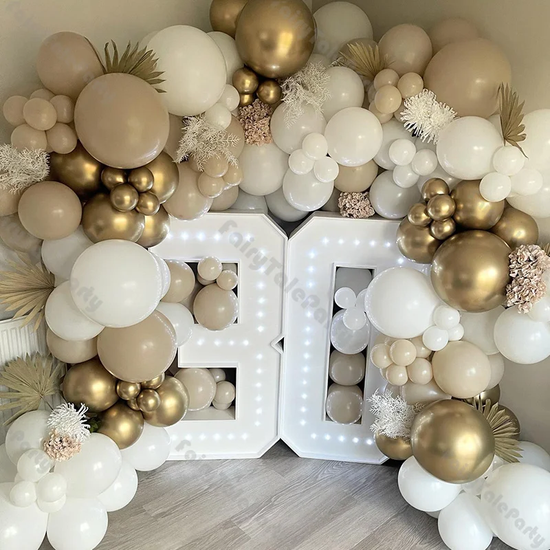 

87/140/155pcs Chrome Gold Matte White Balloon Garland Kit Sand White Nude Balloon Arch Wedding Bridal Shower Birthday Party