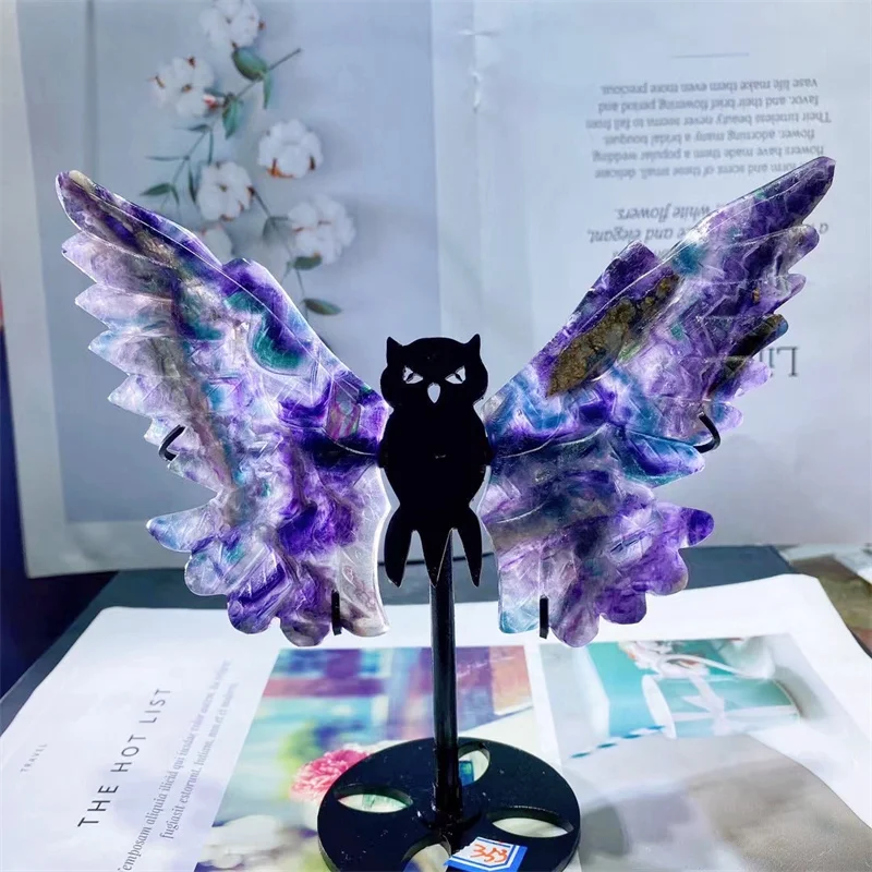 Крылья Совы из натурального флюорита модный хрустальный драгоценный камень