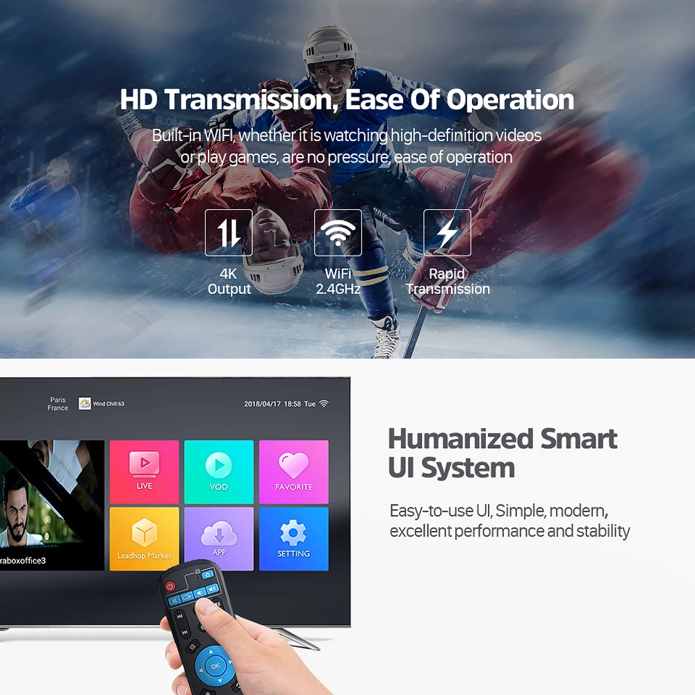 Leadcool 4K HD QHDTV Smart TV BOX Android 9.0 Amlogic S905W Четырехъядерный медиаплеер Поддержка 2 4 ГГц Wi-Fi