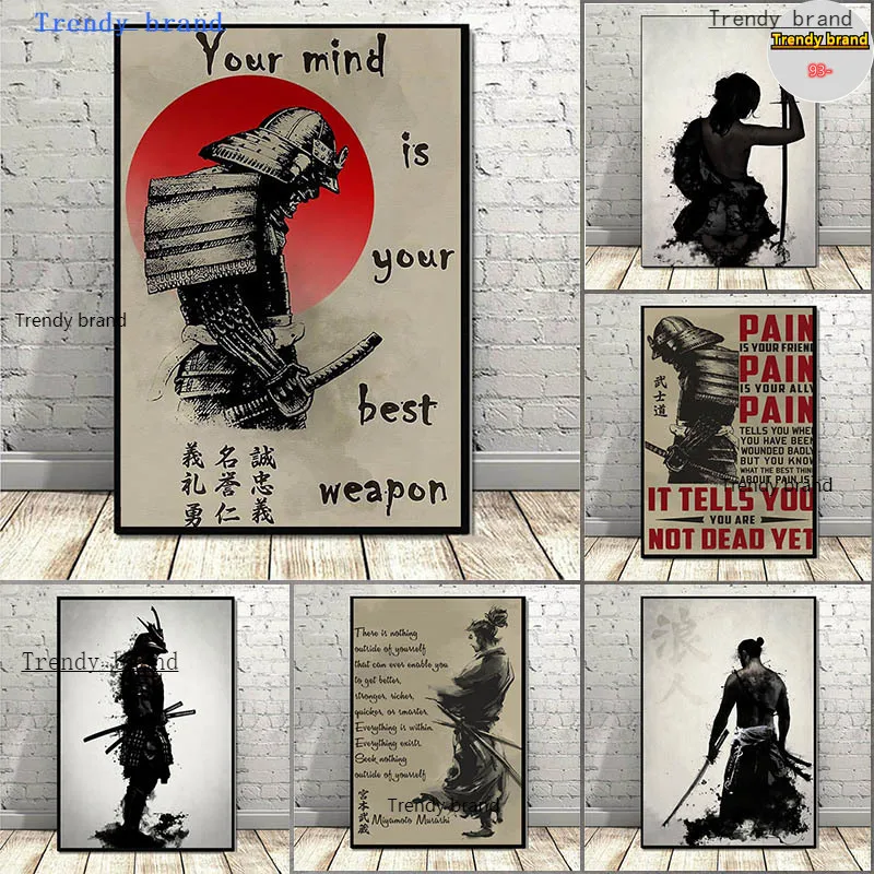 

Bushido Samurai Japanese Warriors Canvas Painting Art Nordic Posters and Prints Wall Pictures for Living Room Decor Frameless