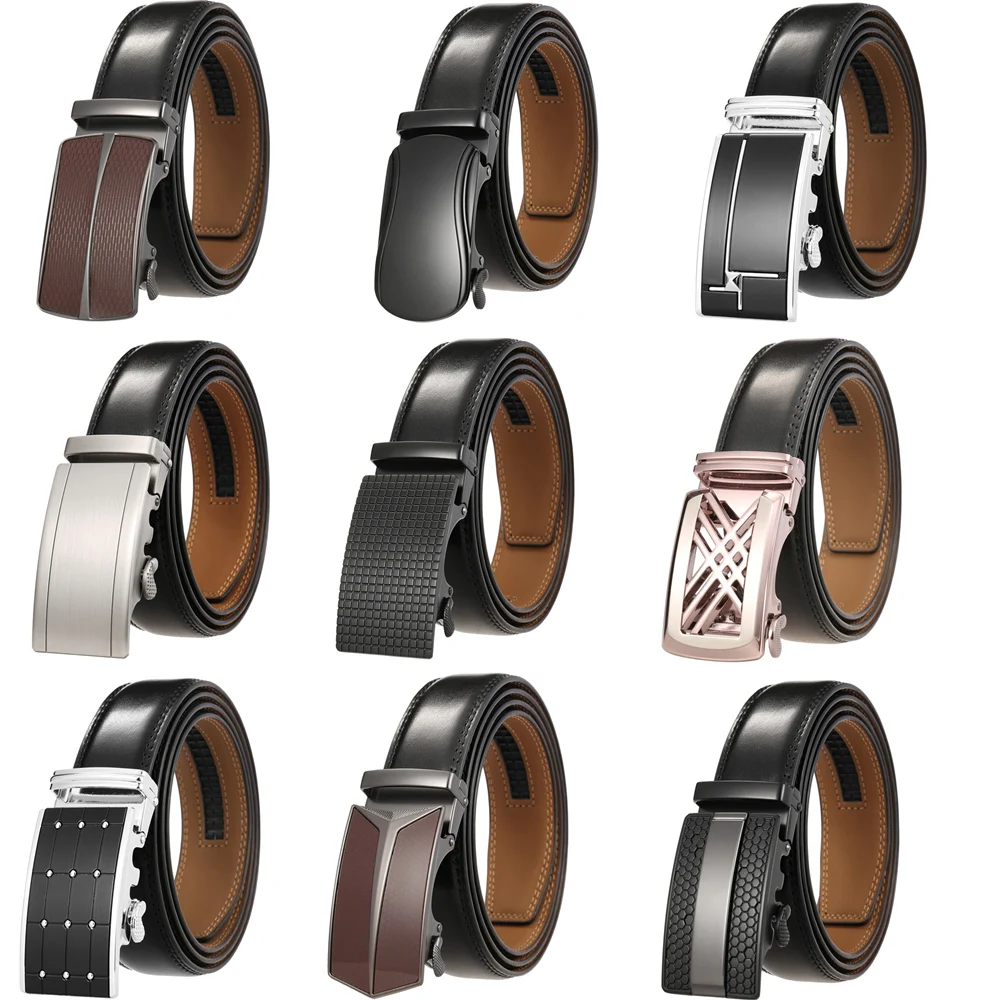 Мужской ремень из натуральной кожи G184, черный брендовый дизайнерский деловой Повседневный ремень с автоматической пряжкой из сплава, 2023