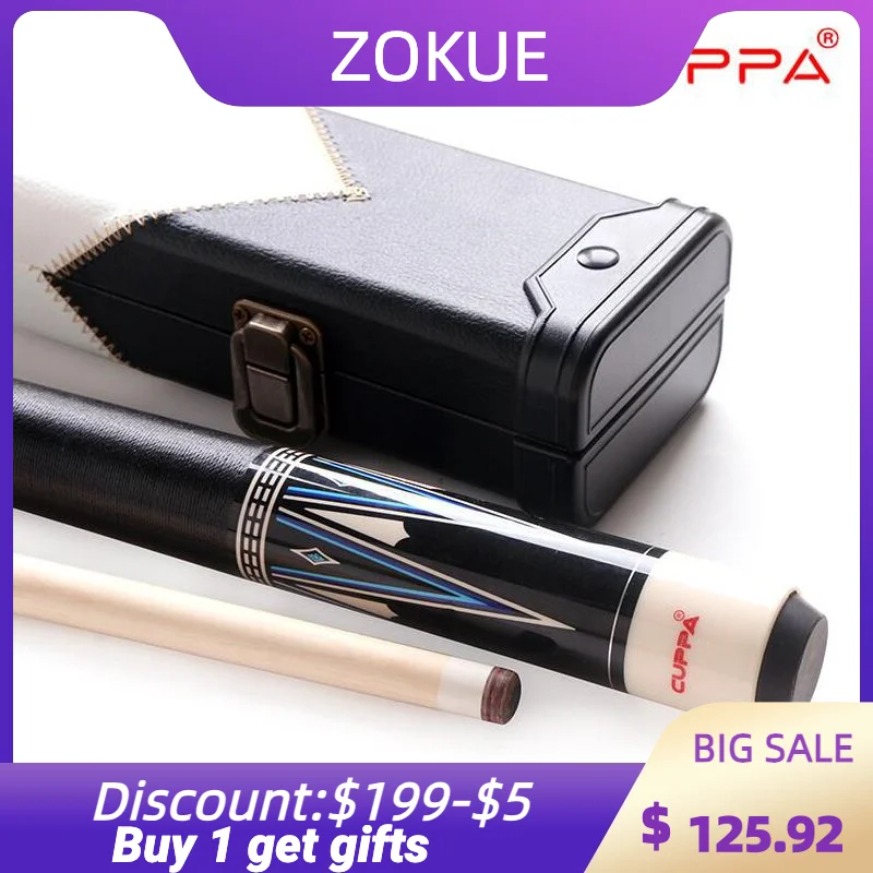 

Cuppa Carom Cue 11,75 мм 13 мм тигровый наконечник с красной линией, соединительный кленовый вал, 3 подушки, свободный кий, профессиональный комплект с ...