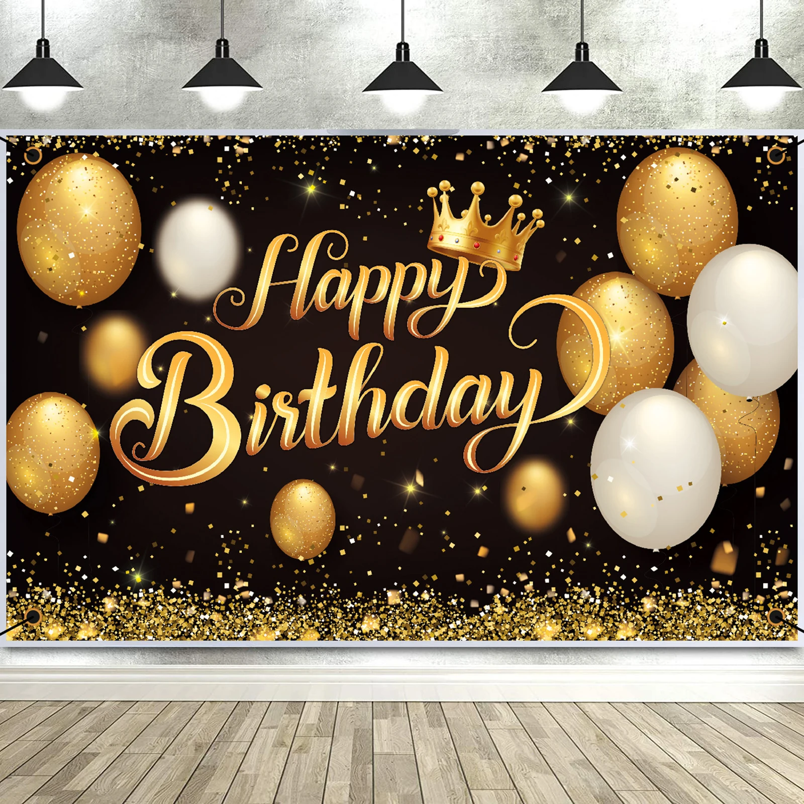 

Фон для дня рождения баннер большой черный золотой шар звезда фейерверк Вечеринка знак плакат фотобудка фон для дня рождения вечеринки
