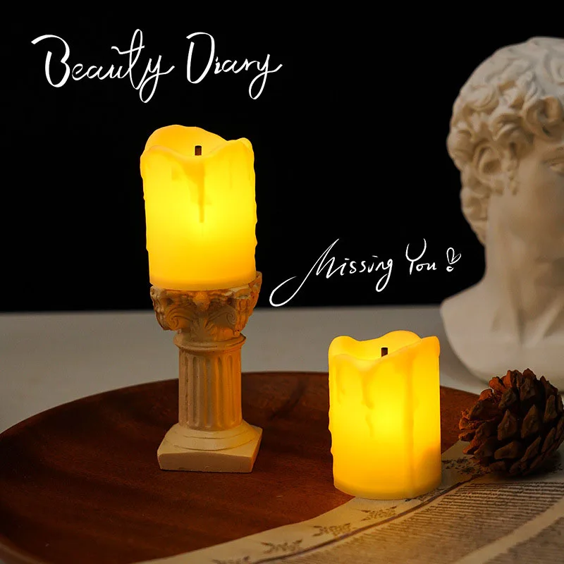 1 Шт. Искусственная Свеча С Батареей Имитация Римского Общества Декоративный