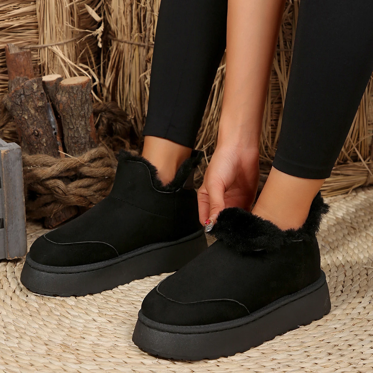 Зимние ботинки женская зимняя обувь из плюша и хлопка новые Нескользящие