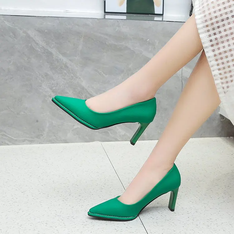 

Женские туфли на высоком квадратном каблуке, однотонные туфли с острым носком, квадратный каблук, черные, 2022