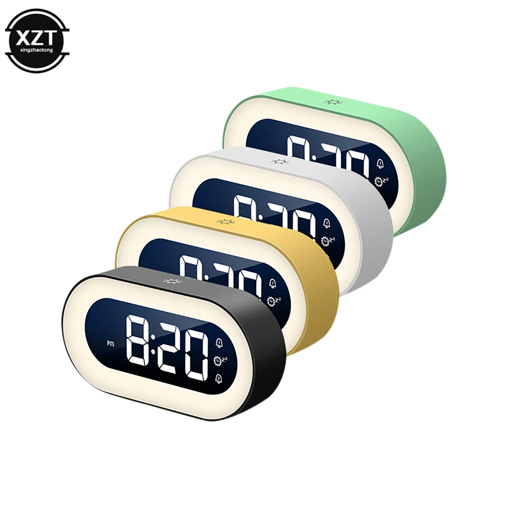 Voice Control Night Light Design Desktop Clocks Home Table Decoration Built-in 1200mah Battery