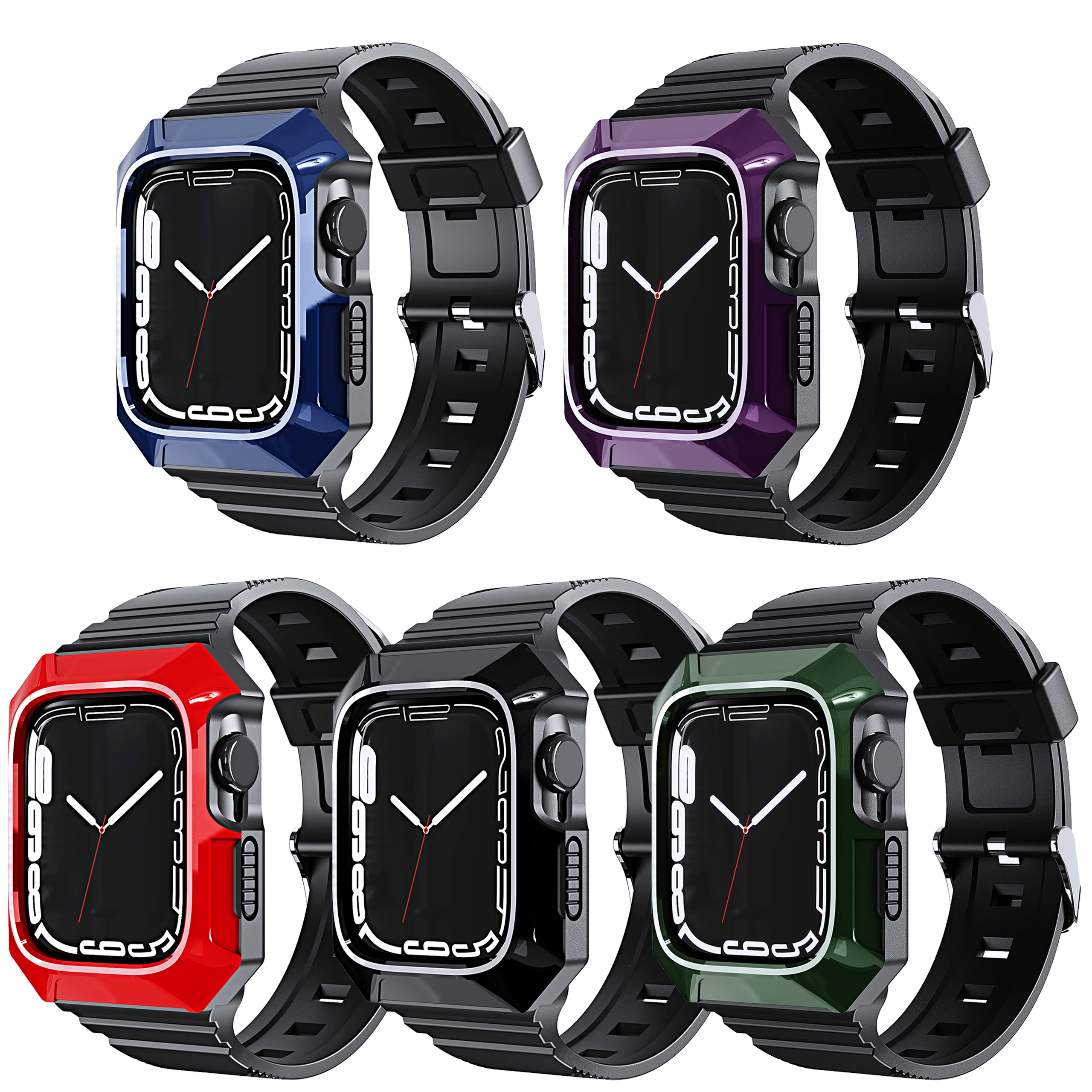 

Ремешок силиконовый для Apple Watch Band 44 мм 40 мм 42 мм 41 мм 45 мм 49 мм, спортивный ультра-браслет для смарт-часов iWatch Series 8 7 6 SE 5 4