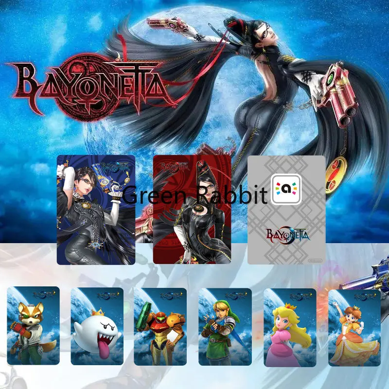 

Bayonetta 8Pcs Full Set Angel Hunt Witch Amiibo Card Sister Bei Younibo Prop Linkage Cards Metroid Series Pattern Card