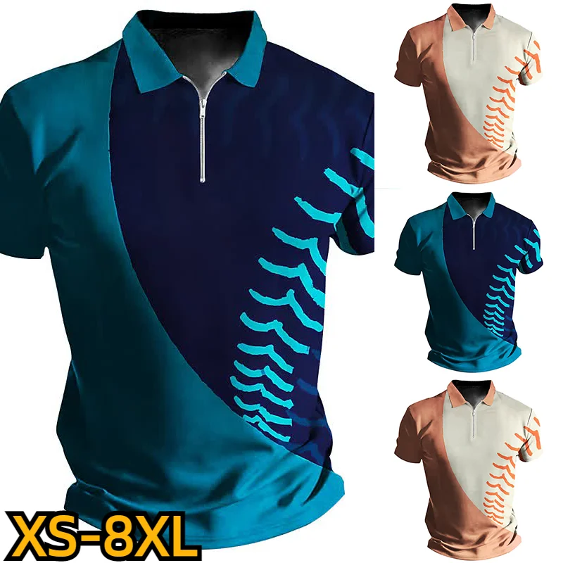 

2023 Summer Fashion Lapel Short Sleeve Casual Pullover Zipper T-shirt Men's POLO Shirt Men's New Top Tie-dyed Printed T-shirt