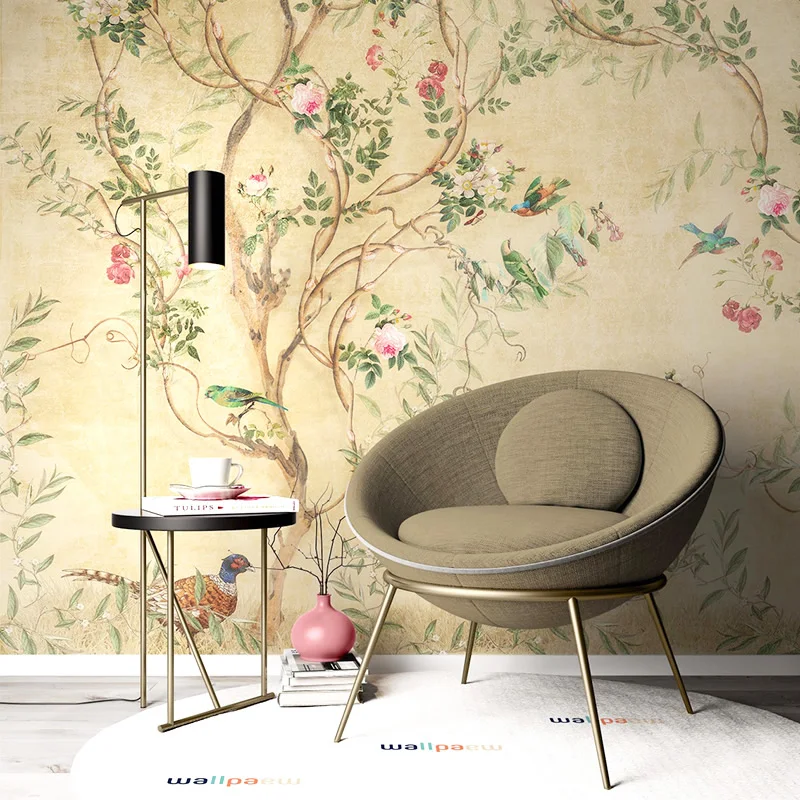 

Background walls painted custom wallpaper seamless wall cloth wallpaper in the new art hand-painted wall of the bedroom light
