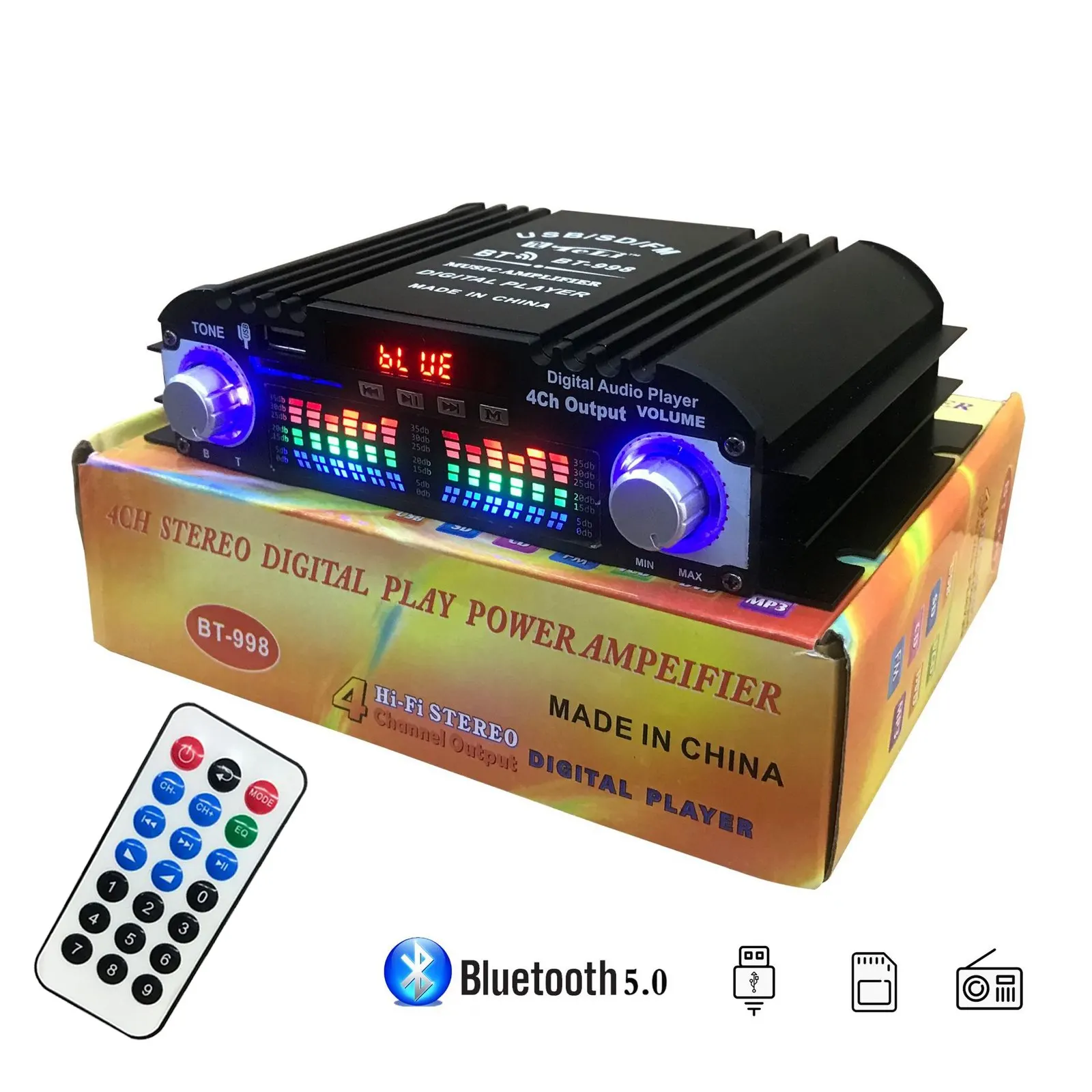 

4-канальный автомобильный мини-усилитель HiFi, цифровое стерео аудио, бас, усилитель мощности