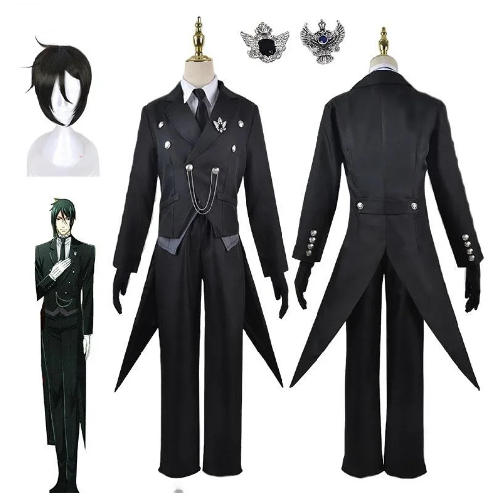 

Anime Kuroshitsuji Sebastian Michaelis Cosplay Costumes Black Butler Halloween Costumes for Women Men Role Play Clothing Suit