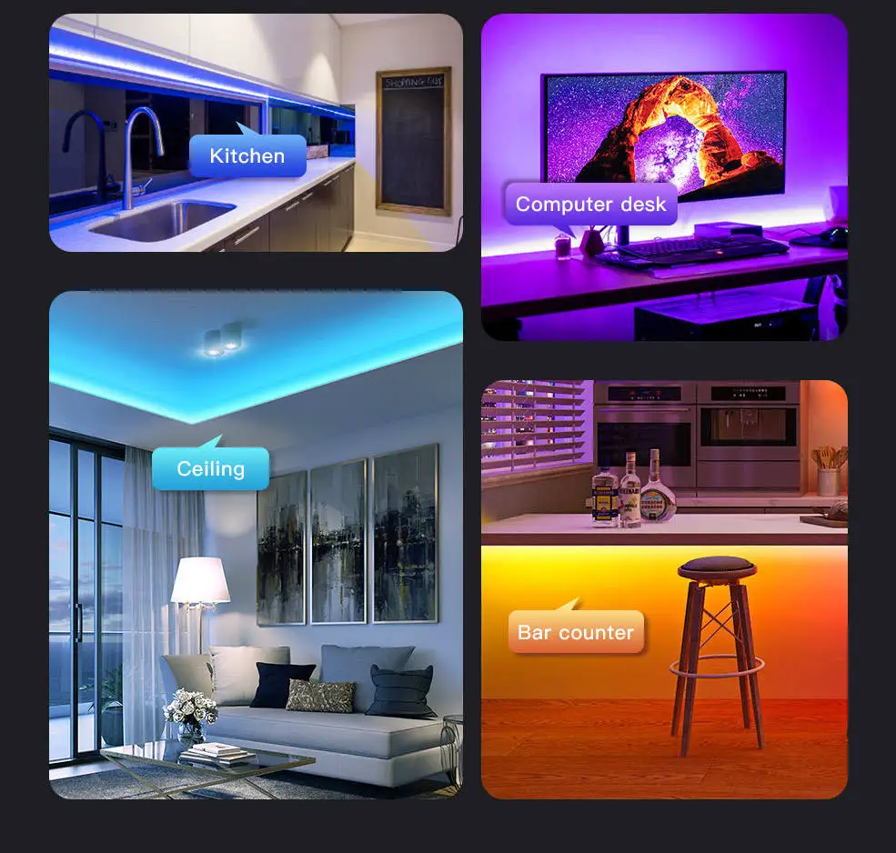 led strip light 20m 15m 10m 1 5m for room decor color rgb 5050 led tape 5v led for tv backlight and house party neon lighting free global shipping