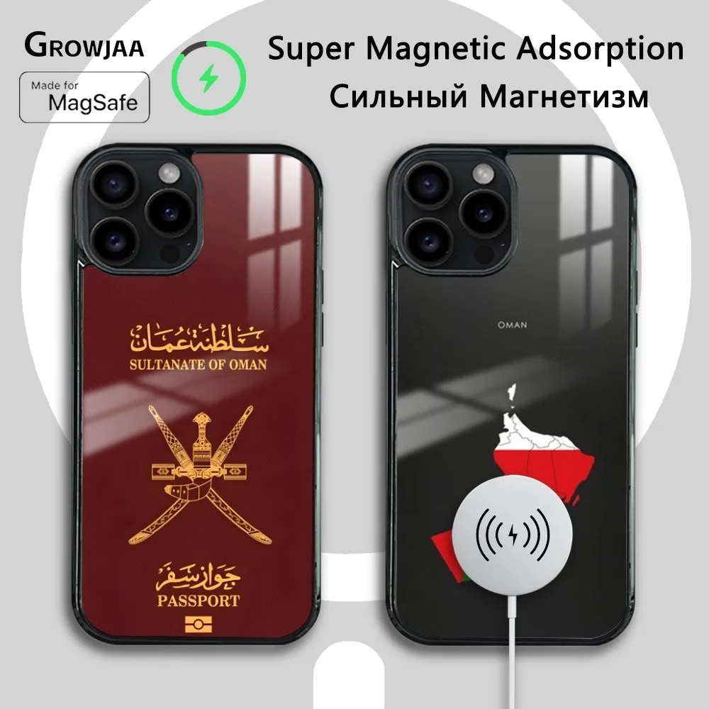 O-Oman Passport Flag Phone Case For iPhone 16 15 14 13 12 11 Pro Max Plus Mini Magsafe Mirror Wireless Magnetic Cover