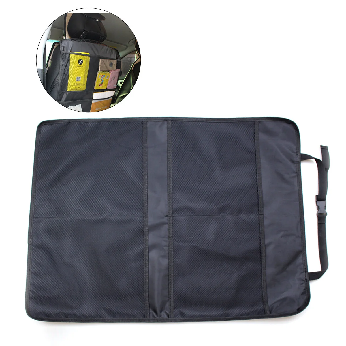 

Waterproof Car Seat Back Protector Auto Seat Kick Mats with Holder Organizer Storage Pocket (Black)