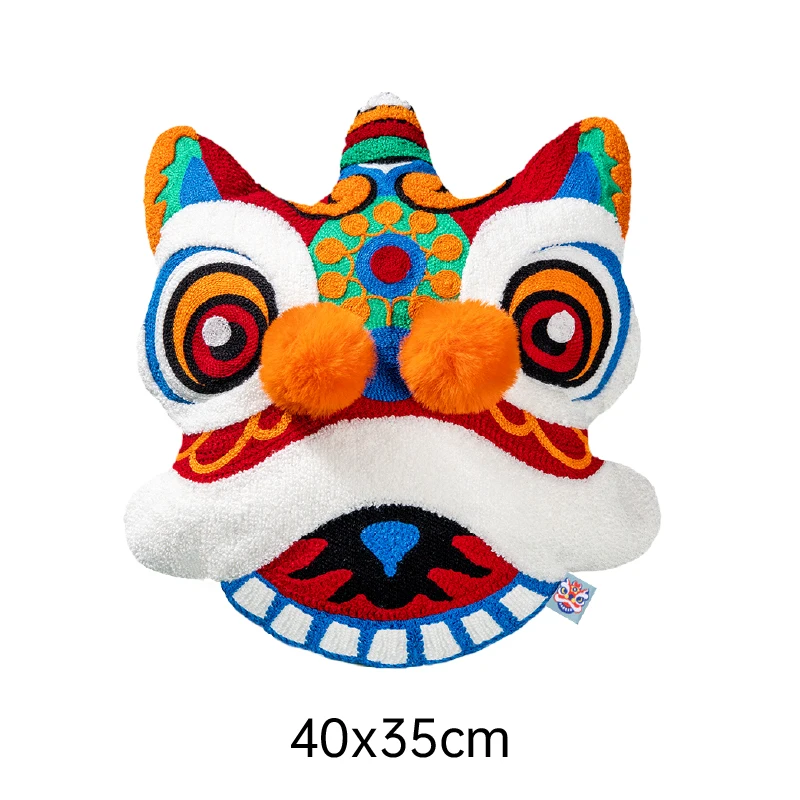 

3D Embroidery Lion Cushion Chinese New Year Sofa Home Cushion Decor Lucky Red Fish Wedding Cushion chair cushion