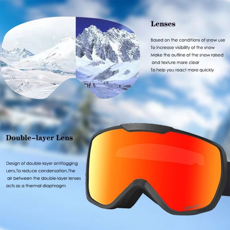 

Ski Goggles for Myopia-Glasses Anti-fog Snowboard Goggles UV-Protection Snow Goggles Outdoor Sport Googles 24BD