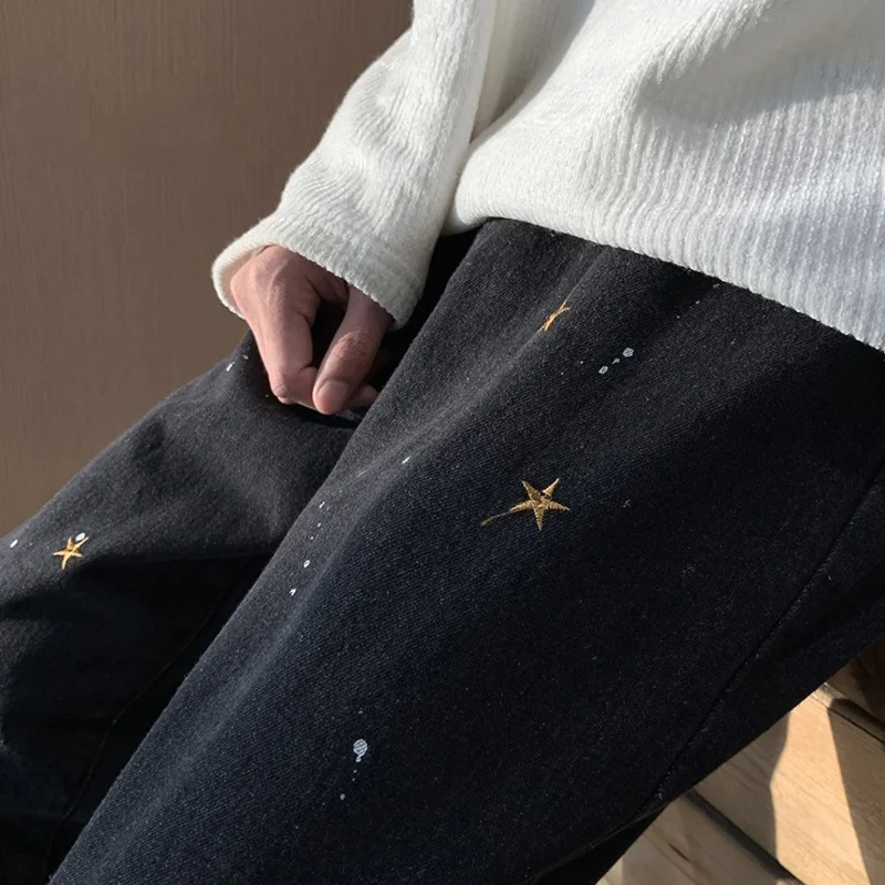 New Black Jeans Men Fashion Straight Tube Loose Trousers Hip Hop Oversized Wide Leg Pants Spring and Autumn Male Clothing S-3XL