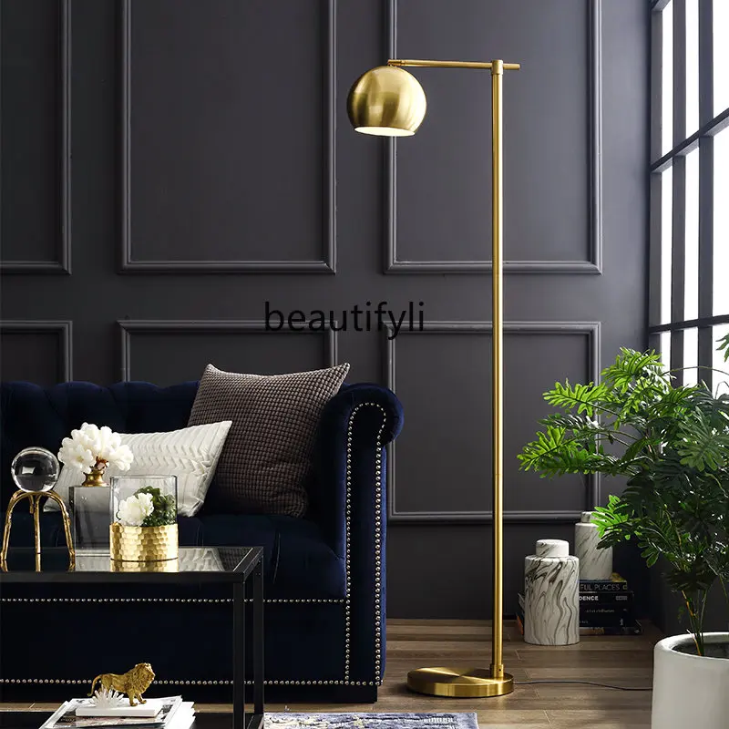 

yj Fall Floor Lamp Nordic Light Luxury Brass Simple Post-Modern Floor Lamp Creative Vertical Table Lamp