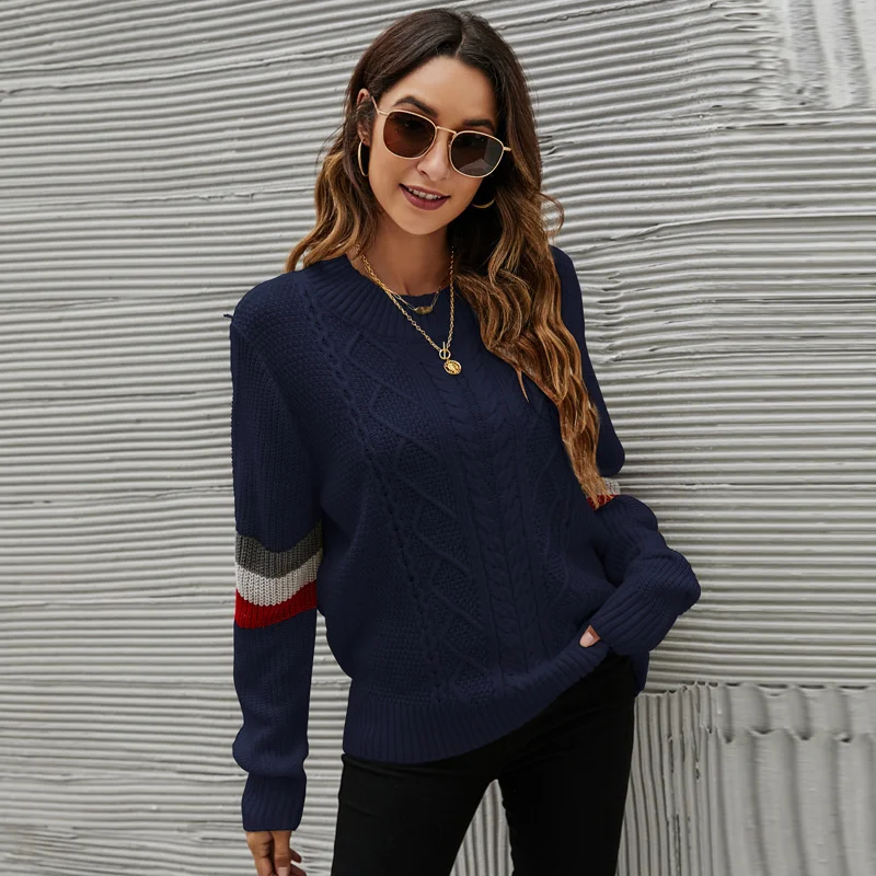 

2023 elegant casual, Autumn/Winter New Fashion Loose Pullover Knitwear Women's Loose Round Neck Long Sleeve Knitted Sweater